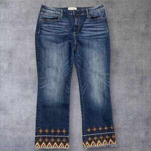 Driftwood Colette Cropped Jeans Womens 33x26 Beaded Aztec Embroidery